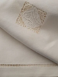 11 ~ Antique Luxurious Finely Made Monogrammed 26" X 26" Linen Lace Napkins - Picture 1 of 7