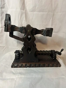 Vtg Wood Bottle Decanting Cradle Mechanical Primitive Wine Pourer Hand Crank - Picture 1 of 10