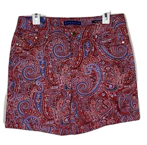 Nuevo con etiquetas Pantalones Cortos Bandolino Amy Rojo Estampado Paisley Elastizados Talla 6 - Imagen 1 de 3
