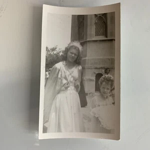 Vestido de iglesia de dos niñas fotografía vintage foto real - Imagen 1 de 2