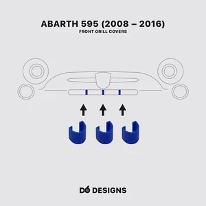 Abarth Front Grill Covers | 595 Series 3 (2008–2016) | Blue - Picture 1 of 2