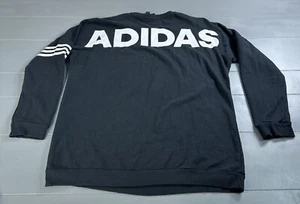 Adidas Sweatshirt Womens Size Large Crew Neck Black 3 Stripe Long Sleeve - Picture 1 of 13