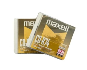 Lot 2 x Maxell CD-R74 CD Recordable 74min Minute 650MB Megabyte 623310 SEALED - Picture 1 of 3