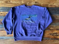Purple Vintage 90s Canadian Marshlands M Crewneck Sweatshirt Embroidered Loon  