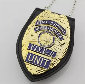 2022 US Hawaii Five-0 Badge Hawaii 5 o Badge & Chain Belt Leather Badge Holder - Bild 1 von 8