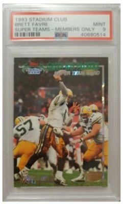 Tarjeta Stadium Club Brett Favre 1993 Super Equipos solo para miembros #sin clasificación PSA 9  Foto 1 de 2
