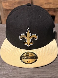 New Orleans Saints 59FIFTY Hat Size 7 1/2 NFL New Era Fitted Black & Gold Cap - Picture 1 of 9
