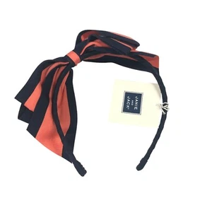 Janie and Jack Girls Headband Bow Orange Navy Blue - Picture 1 of 2