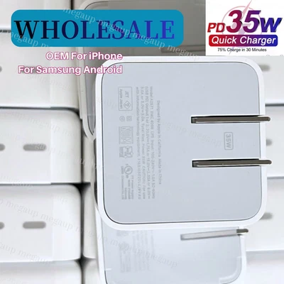 Wholesale 35W Dual USB-C Adapter Fast Charger For iPhone 17 16 15 14 12 iPad Lot - Image 1 of 4