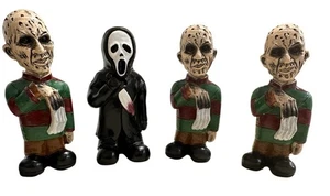 Freddy Krueger & Scream Halloween Movie Garden Gnome Tiki Bar Figures - 4 Pcs - Picture 1 of 7