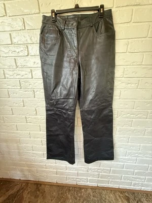 Pantalones de cuero negros Express World de colección talla 11/12 tiro alto pierna recta Foto 1 de 4