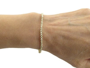 14k Yellow And White Gold Bead Bracelet 7" - Picture 1 of 7