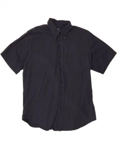 DOCKERS Mens Short Sleeve Shirt Size 15 1/2 Medium Navy Blue Cotton BZ04 - Picture 1 of 3