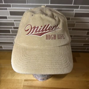 Miller High Life Beer Logo Cream Corduroy American Needle Inc Baseball Dad Hat - Picture 1 of 9