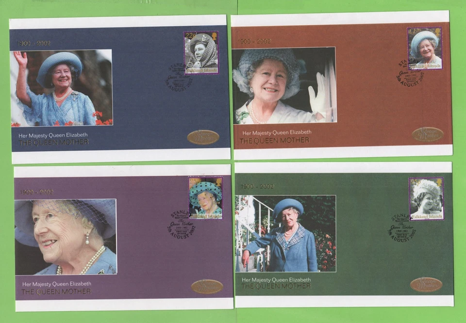 Falkland Islands 2002 Queen Mother set on four First Day Covers - Image 1 of 1