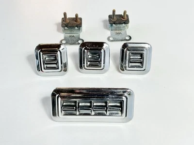 OEM 1958 - 1970 GM POWER WINDOW SWITCH ROUND CORNERS PW4432790 & PW4432791 SET - Image 1 of 4
