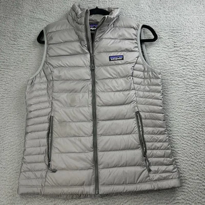 Patagonia Down Sweater Vest Gray Women’s Size Medium Full Zip Stained - Image 1 of 4