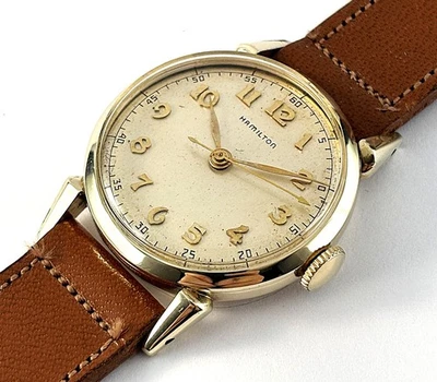 Reloj Hombre Hamilton Secometer B Oro 10K GF De Colección 748 18J 1950 Reparado Foto 1 de 4