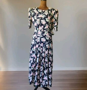 Vintage 80er Jahre E.D. Michaels Kleid Blumen Cottagecore Tee Taschen 9 10 Kirche - Bild 1 von 8