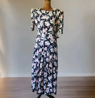 De colección años 80 E.D. Vestido Michaels Floral Cottagecore Bolsillos de Té 9 10 Iglesia Foto 1 de 4