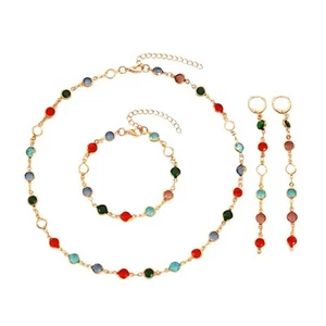 Vibrant Zircon Jewelry Set Necklace Bracelet Earrings for Special Occasions - Bild 1 von 8