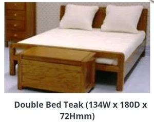 Miniature Dollhouse Double Bed Teak Timber with White Velour Mattress 1/12th - Picture 1 of 5