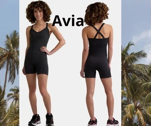 Avia Women's size L 12-14 Seamless Romper, COLOR Black Soot NEW - Picture 1 of 16