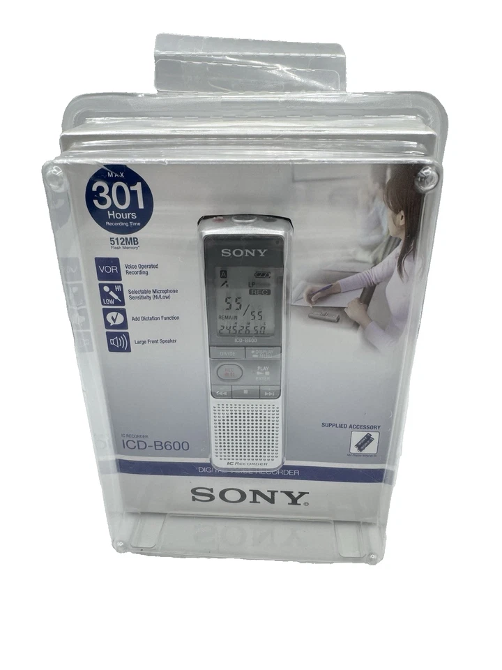 Sony ICD-B600 Digital Voice Recorder 512MB 301 Hours - New & Sealed - Image 1 of 4