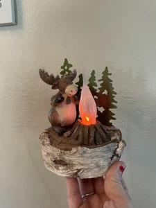 Moose with Trees Table Lamp Forest with Flickering flame lightbulb - Picture 1 of 1