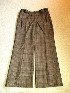 Womens Pants-ANN TAYLOR-beige/brown wool blend plaid lined "Lindsay" trousers-8 - Picture 1 of 4