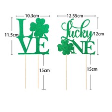 2 pezzi QUADRIFOGLIO amore fortuna una TORTA TOPPER Glitter Trifoglio Cupcake Picks