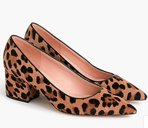 leopard print low block heels