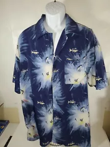 GODBODY XXL Camicia Uomo Nautica Pesce Tema Blu - Foto 1 di 8