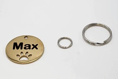 Идентификационная бирка из нержавеющей стали с глубокой гравировкой — бесшумная двусторонняя круглая лапка - Изображение 1 из 4