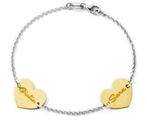 Bracciale Argento 925 Doppio cuore da incidere personalizzazione regalo donna - Foto 1 di 4