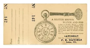 Early Buster Brown Shoes Character Pocket Watch Contest Drawing Advertising Card - Picture 1 of 2