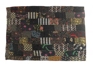 70" x 50" schwarz Kantha Baumwolle Patchwork Überwurf Decke mit Stickerei - Bild 1 von 7