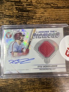 KYLE SCHWARBER 2023 TOPPS PRISTINE AROUND THE DIAMOND PATCH AUTO GAME USED RELIC
