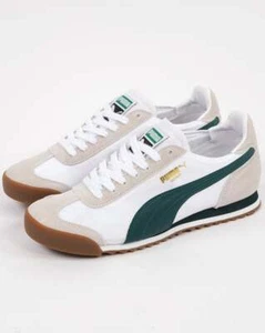 Puma Roma Trainers White Green Exclusive - Picture 1 of 4