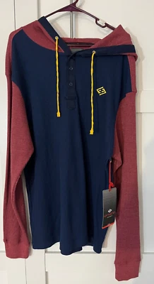 ENYCE SEAAN PEINES AZUL MARINO/ROJO WAFFLE PUNTO JERSEY SUDADERA CON CAPUCHA PARA HOMBRE TALLA XL - NUEVO CON ETIQUETAS Foto 1 de 4