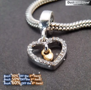 Silver Love Heart Charm for Bracelet Necklace Women Girls Jewellery Gift UK NEW - Picture 1 of 4