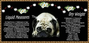 LARGE 10"x4.5" PUG DOG #2 MAGNET with Handy Kitchen Conversion Chart - Picture 1 of 1