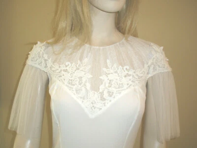 NUEVO $950 BLUSA BODY TOP JERSEY BLANCO Y ENCAJE ELISABETTA FRANCHI ITALIA 42/6 Foto 1 de 4