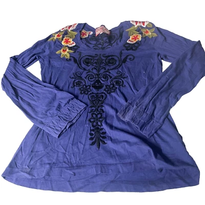 Women's JWLA Polyester blue embroidery long sleeve blouse in L|L27 W18|SKU 6508 - Imagem 1 de 4