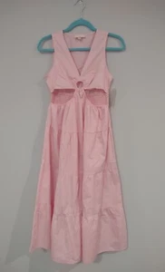 NWT Women Pink Casual Dress Summer Spring Cutout Sleeveless Maxi Midi Size Small - Picture 1 of 5