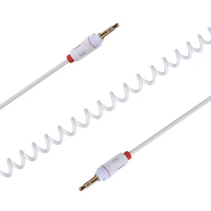 3.5mm Male to Male AUX Auxiliary Stereo Audio Spring Cable Cord PC phone Car WT - Picture 1 of 2