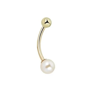 14k Gold Freshwater Pearl Belly Ring - Picture 1 of 2