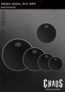 MESH DRUM HEADS SET CHAOS DRUMS MESH HEADS DUAL PLY SET 20-10-12-14-14 2PLY - Picture 1 of 3