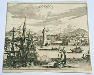CUBA HAVANA 1673 Arnold MONTANUS RARE LARGE ANTIQUE ENGRAVED VIEW 17TH CENTURY - Picture 1 of 6