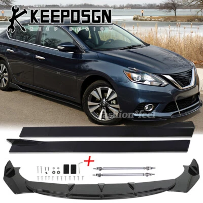 Parachoques delantero para Nissan Sentra SE SR SV alerón divisor de labios faldones laterales JDM Foto 1 de 4